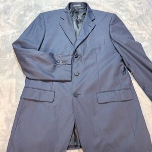 Ferrucci Uomo Navy Super 150s Wool Blend Blazer Jacket Designed  Italy Size 42L